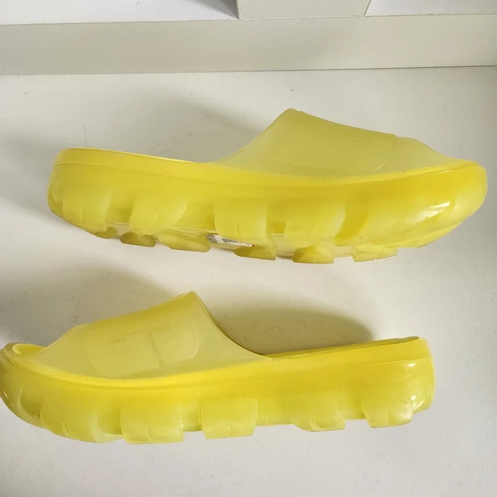 UGG Women's Size 8 Jella Clear Slide Neon Bright Yellow Translucent Sandal Slide